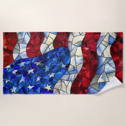 Drapeau américain Serviette de plage en verre tend (Devant)