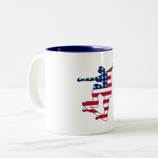 Drapeau américain skateboarder mug (Devant gauche)