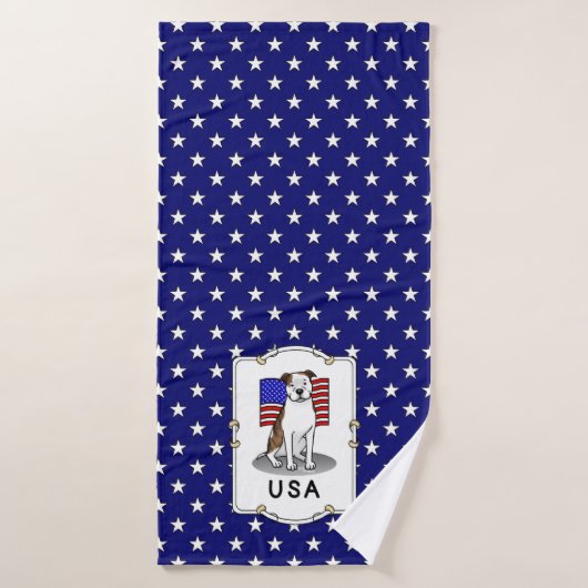 Drapeau américain Taureau (lb brindle blanc 3) (Serviette de bain)