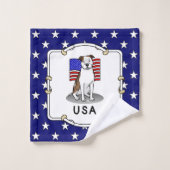 Drapeau américain Taureau (lb brindle blanc 3) (Gant de toilette)