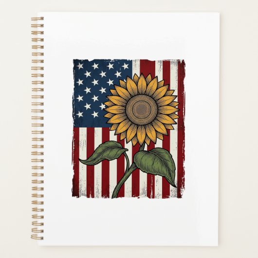Drapeau Américain Tournesol Vintage (Devant)