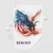 *~* Drapeau américain USA AP16 - Serviette de golf (En situation)