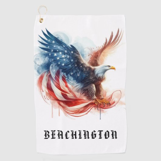 *~* Drapeau américain USA AP16 - Serviette de golf (Devant)