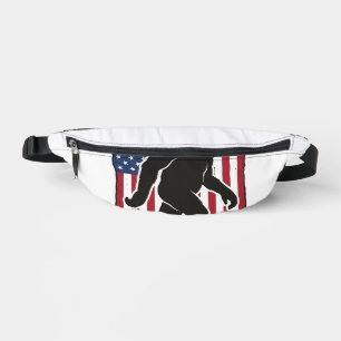 Drapeau américain vintage silhouette Bigfoot vecte