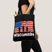 Drapeau américain Wisconsin Sac fourre-tout Canvas (De près)