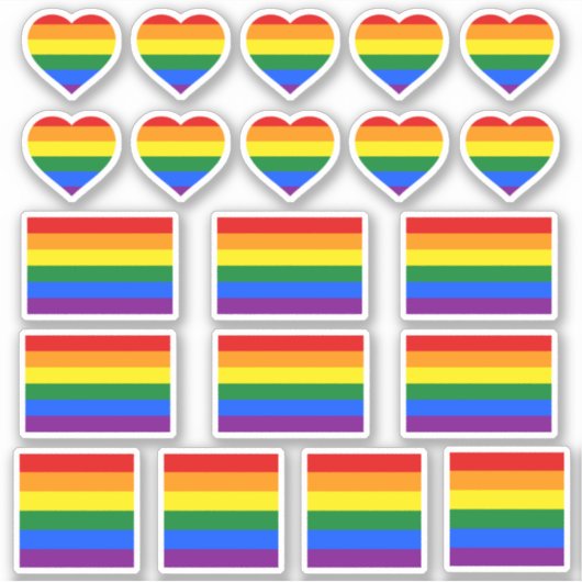 Drapeau Arc-en-ciel et autocollants de fierté / Cœ (Devant)