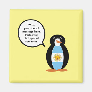 Drapeau argentin parlant Mme Penguin Magnet