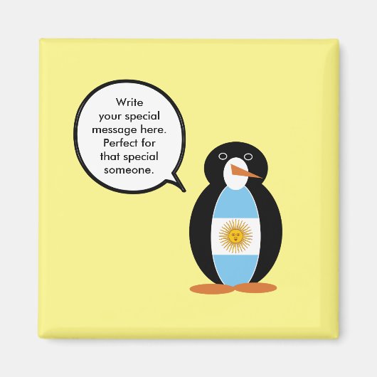 Drapeau argentin parlant Mme Penguin Magnet (Devant)