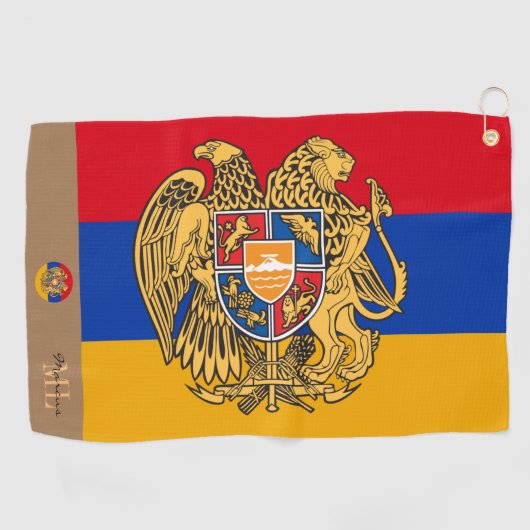 Drapeau arménien & serviette de golf monogrammed A (Horizontal)