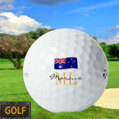 Drapeau australien monogramme et balles de golf au