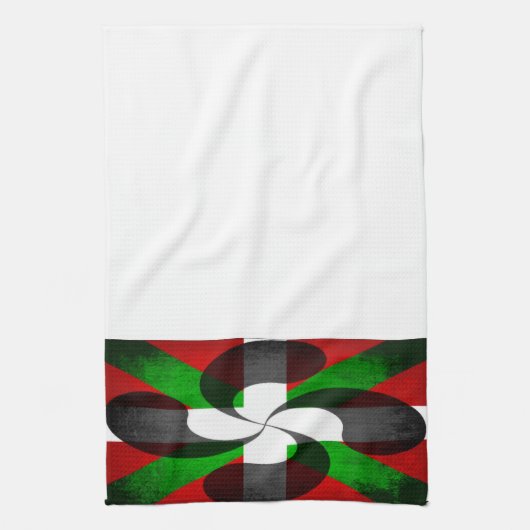 Drapeau basque et serviette de cuisine en croix (Vertical)