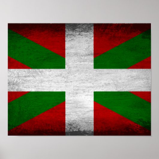 Drapeau basque Poster en détresse (Devant)