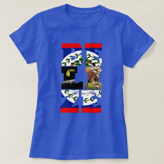Drapeau Belize, Tapir & T-shirt d'oiseaux Toucan (Design devant)