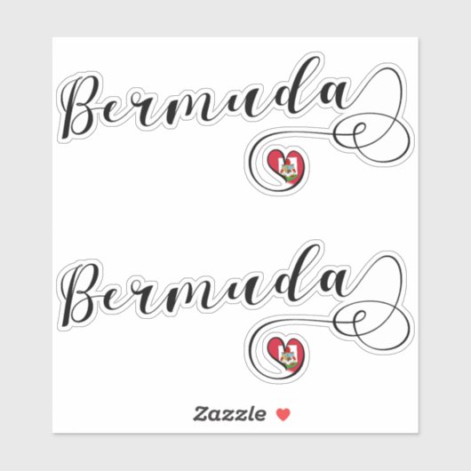 Drapeau Bermudes En Sticker Coeur (Feuille)