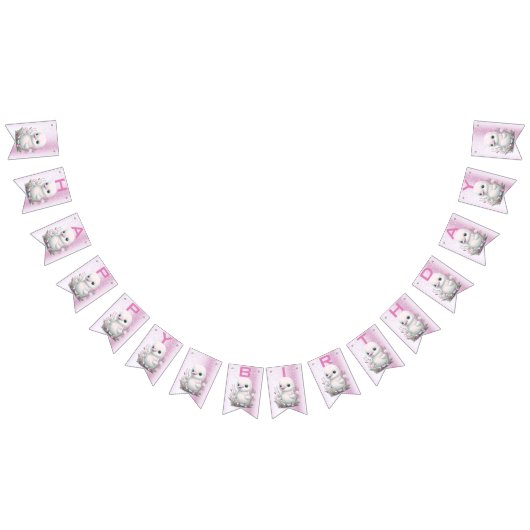 Drapeau blanc à bouchon rose floral (Tout)