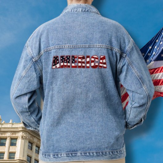 Drapeau bleu Denim Jean Jacket America USA