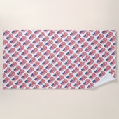 Drapeau bleu rouge Motif Design Serviette de plage (Devant)