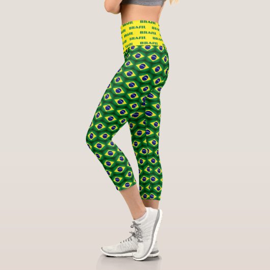 Drapeau Brasil motif haut taille capri leggings (Gauche)