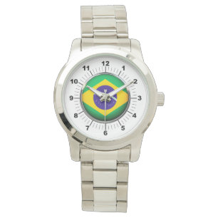 Drapeau Brésil homme surdimensionné Montre bracele
