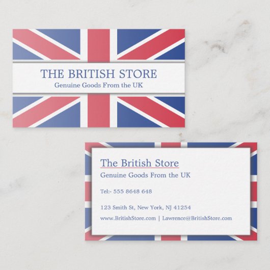 Drapeau britannique / britannique Carte de visite  (Devant / Derrière)