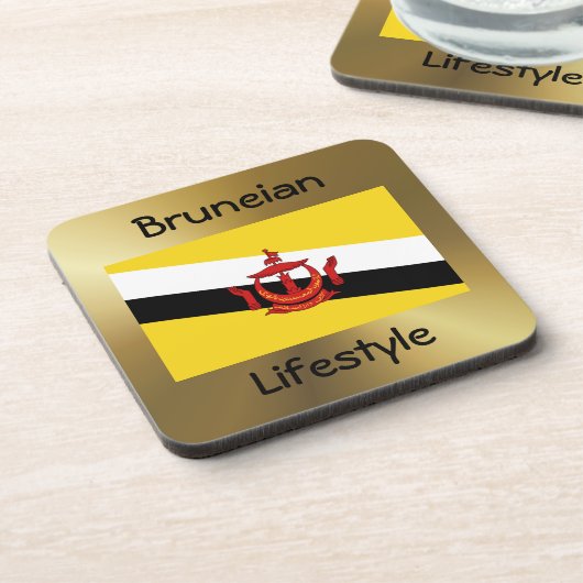 Drapeau Brunei + Dessous de verre texte (Côté gauche)