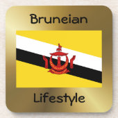 Drapeau Brunei + Dessous de verre texte (Devant)