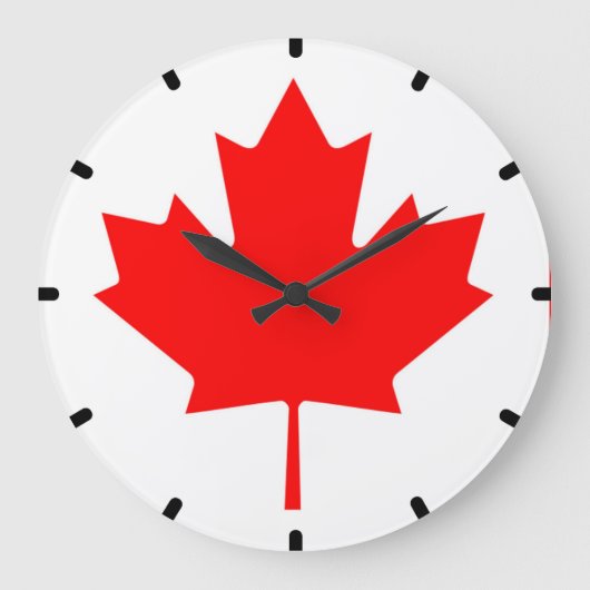 Drapeau canadien Horloge murale en feuille d'érabl (Recto)