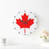 Drapeau canadien Horloge murale en feuille d'érabl (Maison)