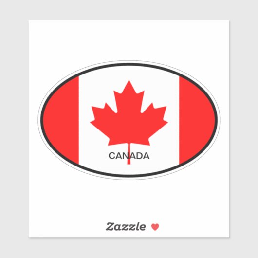 Drapeau canadien oval vinyle autocollant (Feuille)