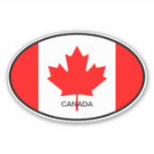 Drapeau canadien oval vinyle autocollant (Devant)