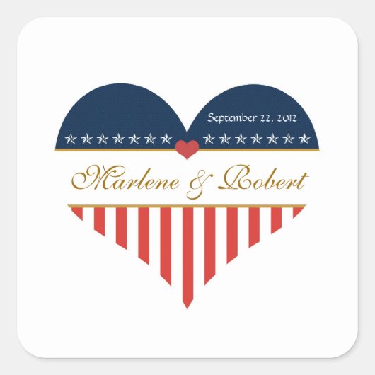 Drapeau cardiaque américain Stickers personnalisés (Devant)