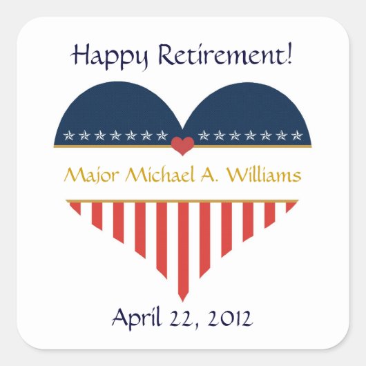 Drapeau cardiaque USA Happy Retirement Stickers (Devant)