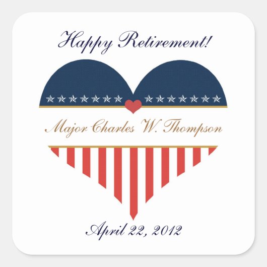 Drapeau cardiaque USA Happy Retirement Stickers (Devant)
