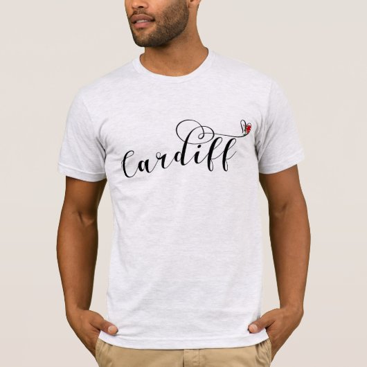 Drapeau Cardiff Coeur, Caerdydd, T-shirt Pays de G (Devant)