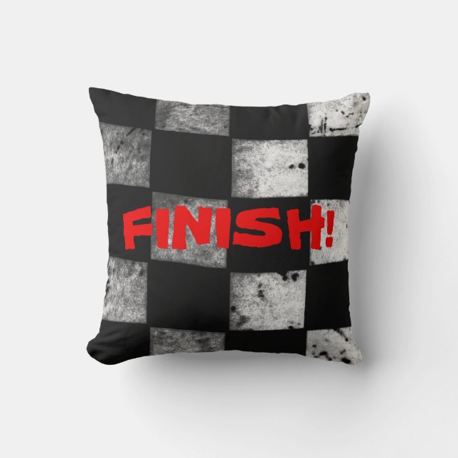 Drapeau Checkered "FINITION !" Coussin (Recto)
