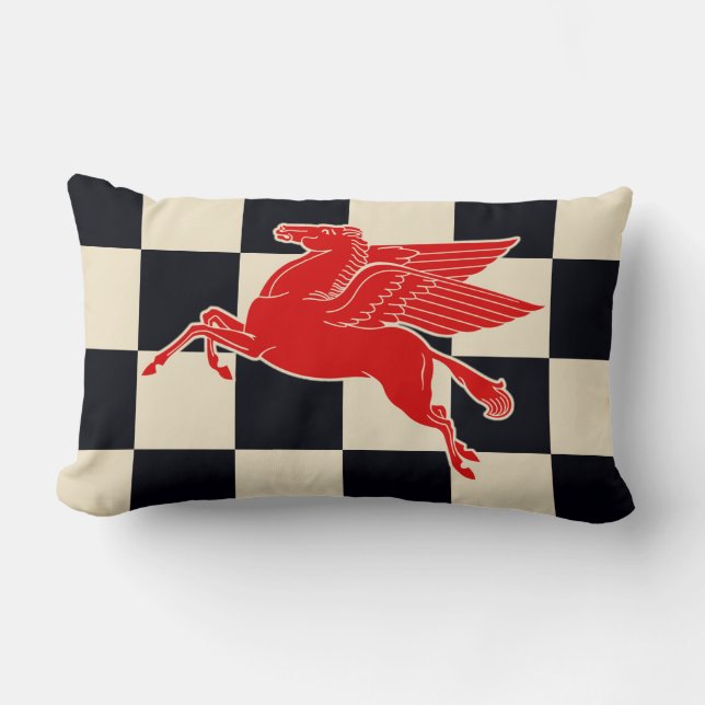 Drapeau Checkered vintage avec piloter le coussin (Recto)