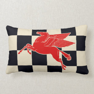 Drapeau Checkered vintage avec piloter le coussin