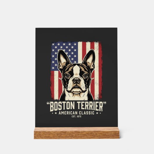 Drapeau Classique Américain Boston Terrier (Recto)