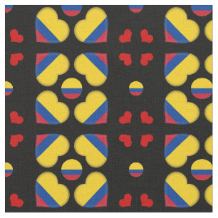 Drapeau colombien et tissu de coeurs colombiens