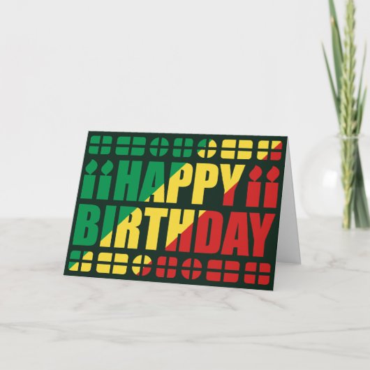 Drapeau Congo-Brazzaville Carte d'anniversaire (Devant)
