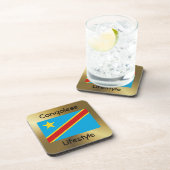 Drapeau Congo-Kinshasa + Dessous de verre texte (Côté Droit)