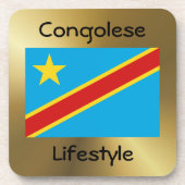 Drapeau Congo-Kinshasa + Dessous de verre texte (Devant)