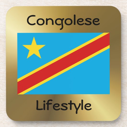 Drapeau Congo-Kinshasa + Dessous de verre texte (Devant)