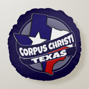 Drapeau Corpus Christi Texas coussin rond