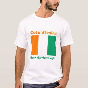 Drapeau Côte d'Ivoire + Carte + T-shirt Texte