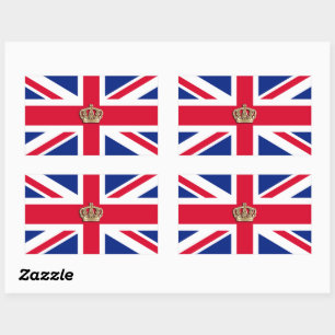 Drapeau Couronne et Union Jack Autocollant Rectang