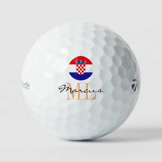 Drapeau croate monogramme & balles de golf Croatie (Recto)