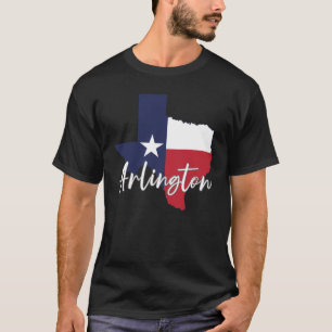 Drapeau de Arlington, Texas sur carte T-shirt noir