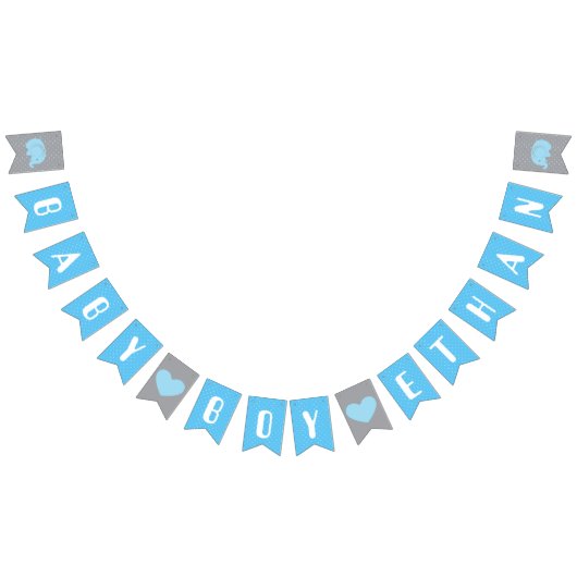 Drapeau de baby shower avec éléphant pour garçon (Tout)