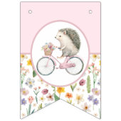 Drapeau de Baby shower de hérisson rose joli flora (Deuxième drapeau)